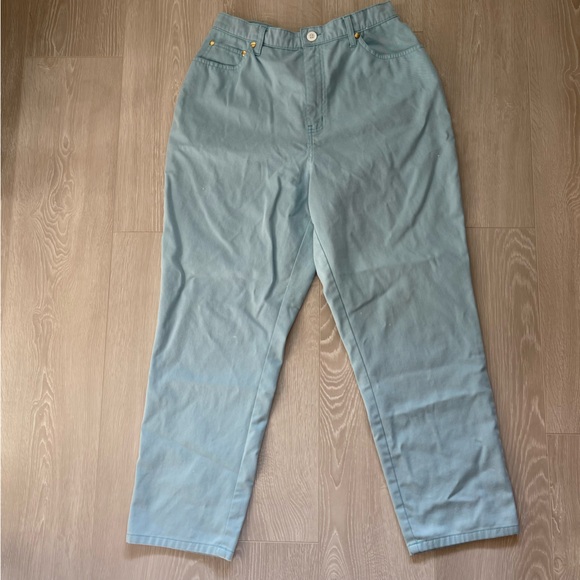 Viyella Pants - Viyella Petite Cotton Pants, Baby Blue, Size UK14 US 10